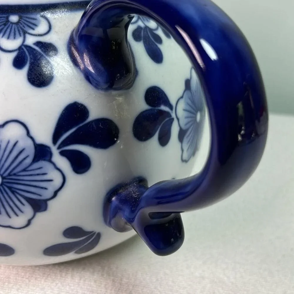 Blue & White Ceramic‎ Round Teapot CottageCore Luncheon  WhimsyFairy English Tea